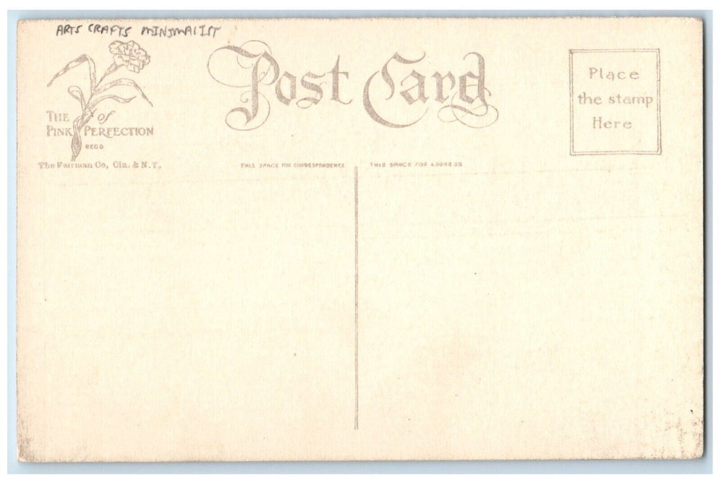 c1910's The Season's Greetings Holly Berries Arts Craft Minimalist Postcard