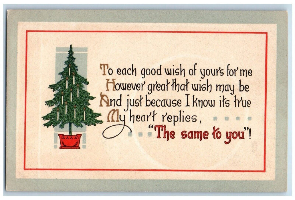1913 Christmas Tree Candles Decoration Arts Crafts Gibson York PA Postcard