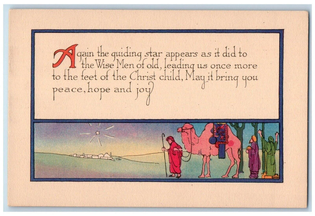 c1910's Christmas Star Christ Child Camel Three Kings Unposted Antique Postcard