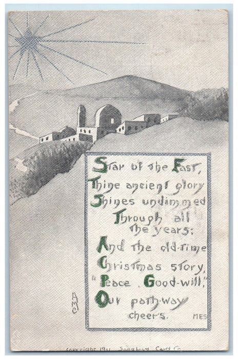 c1910's Christmas Star Of The East Sanford Manchester NH Antique Postcard