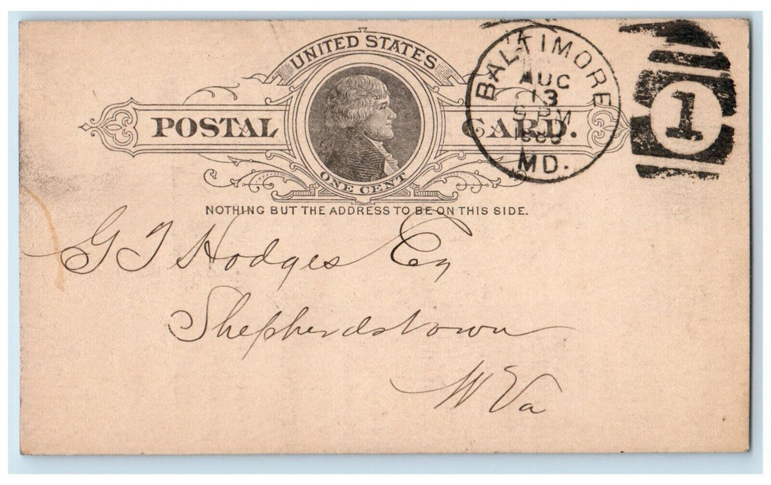 1888 England Hynson Commission Merchants Receipt Baltimore Maryland MD Postcard