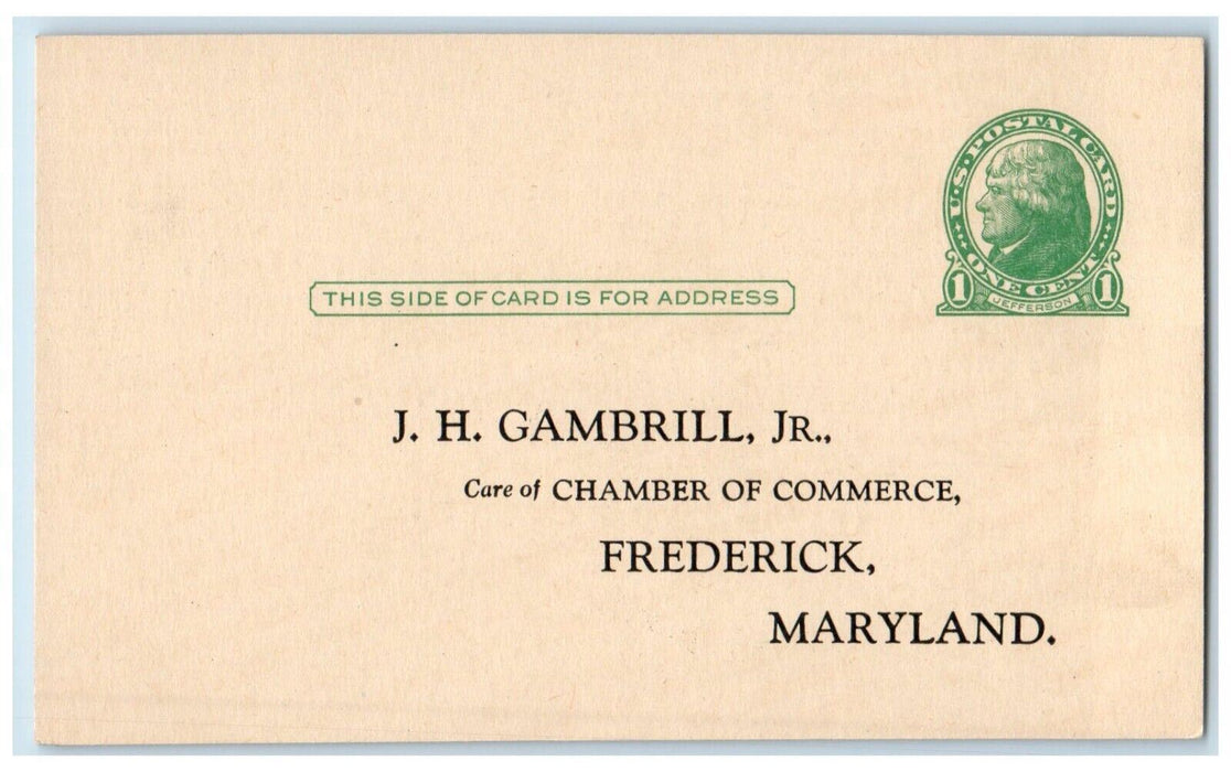 1898 Community Discount Francis Scott Key Hotel Frederick Maryland MD Postcard