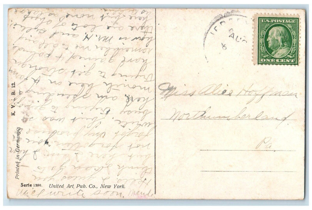 c1910 Good Luck From Oval Clover Leaf Couple Photo Pennsylvania Vintage Postcard