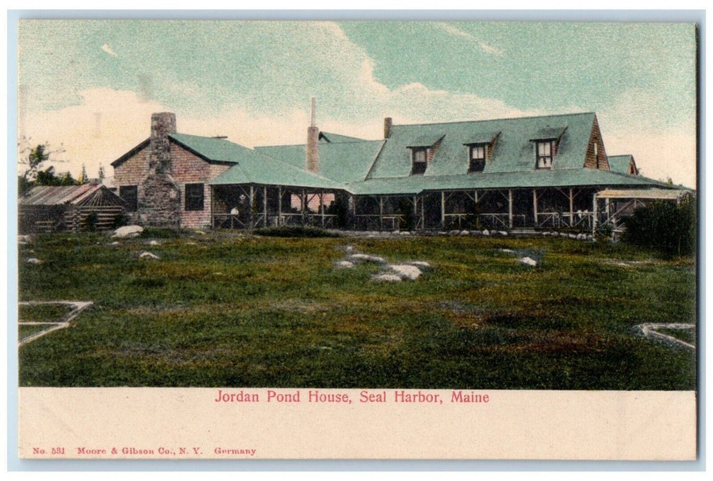 c1905 Jordan Pond House Exterior Field Garden Seal Harbor Maine Vintage Postcard