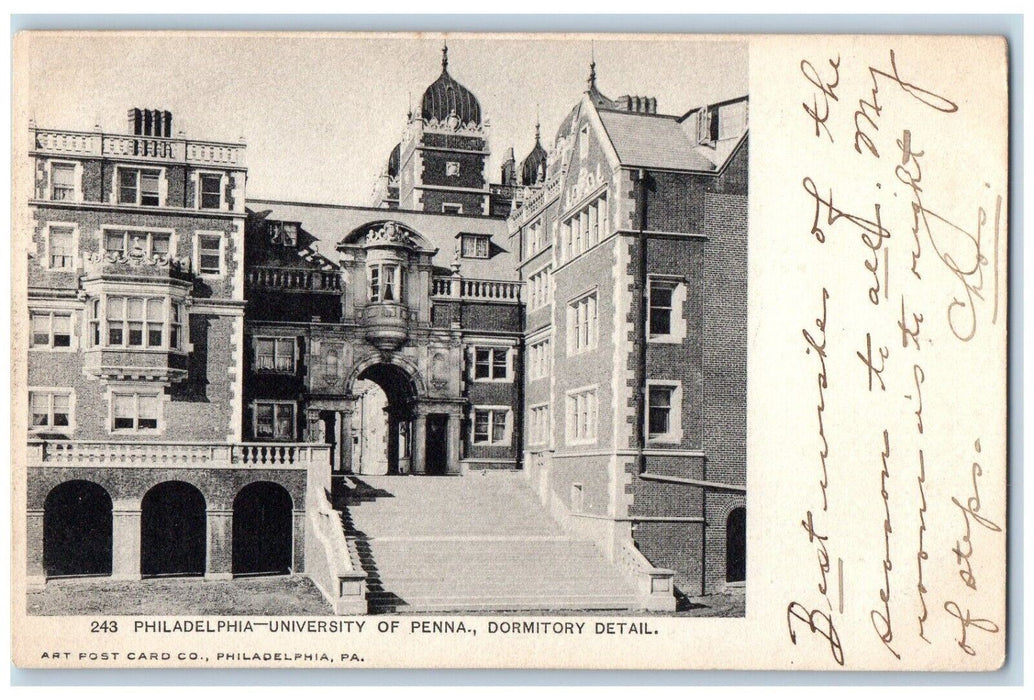 1903 Dormitory Philadelphia University Penna School Stairs Pennsylvania Postcard