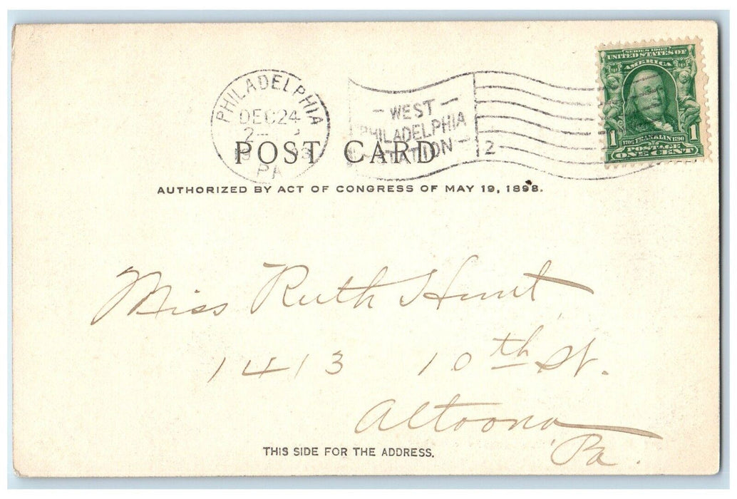 1903 Dormitory Philadelphia University Penna School Stairs Pennsylvania Postcard