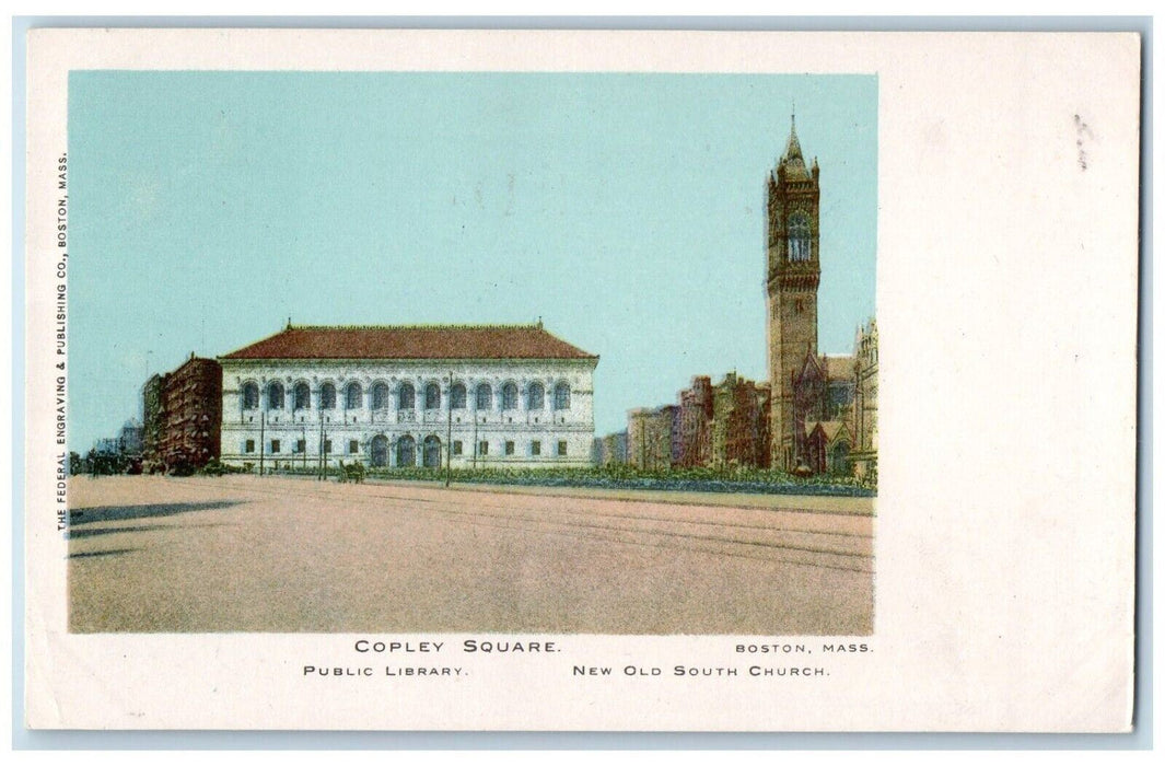 1905 Copley Square Public Library Old South Church Boston Massachusetts Postcard