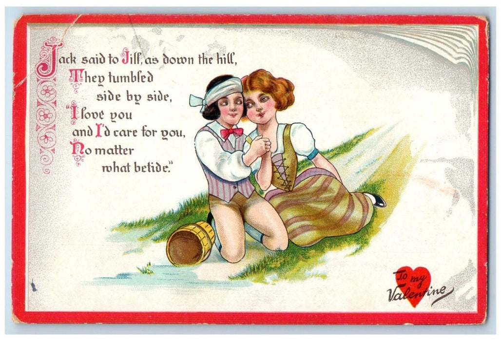 c1910's Valentine Sweet Couple Holding Hands Poem Tuck's Posted Antique Postcard