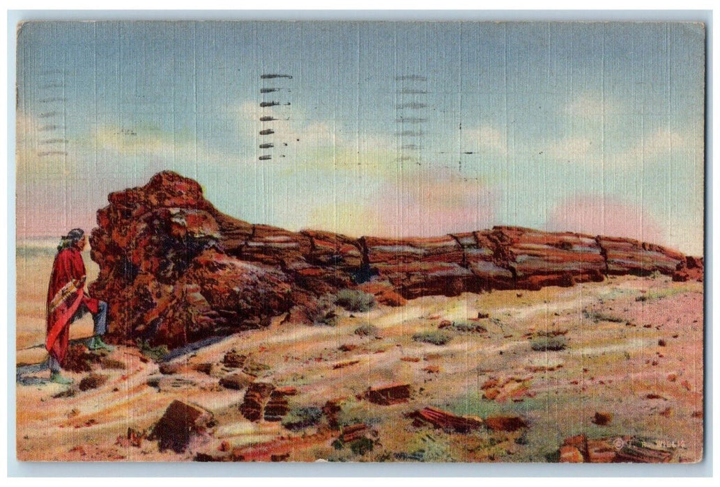 1949 Nez Big Log Petrified Forest Large Forest Vast Desert Arizona AZ Postcard