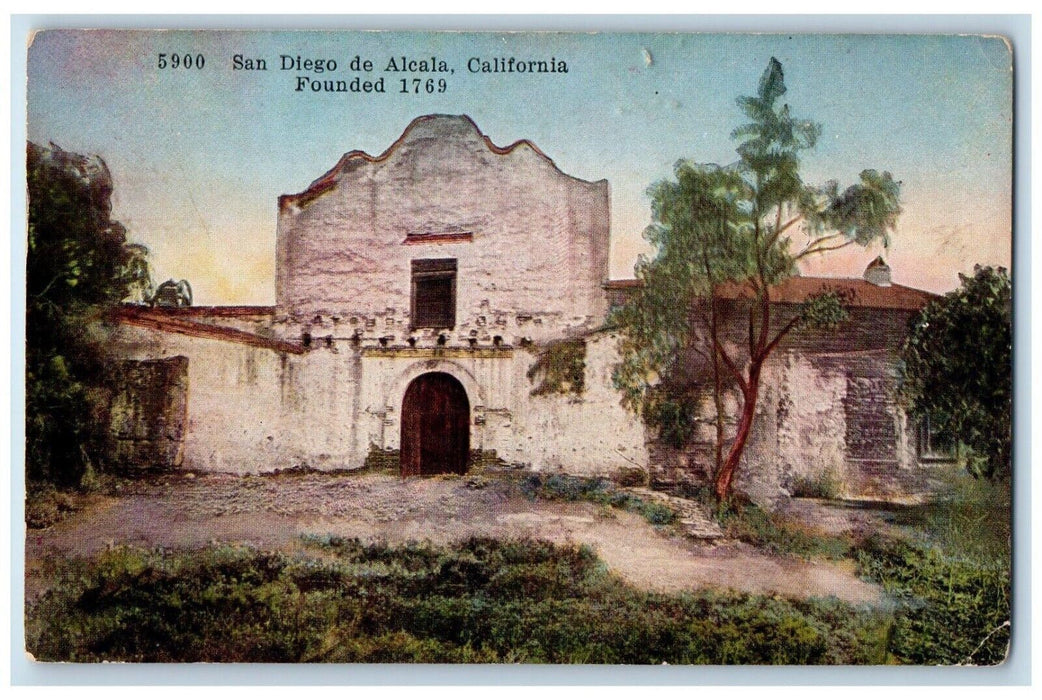 c1910 San Diego De Alcala Exterior Building California Founded 1769 PNC Postcard