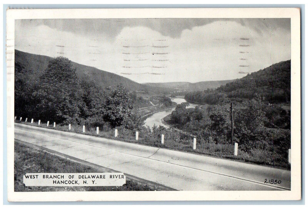 1953 West Branch Delaware River Street Road Hancock New York NY Vintage Postcard