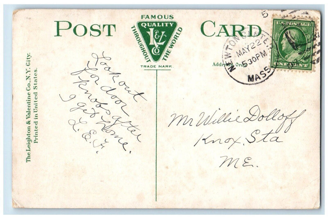 1912 You Don't Know BEANS Until Boston Humor Newton Center MA Postcard