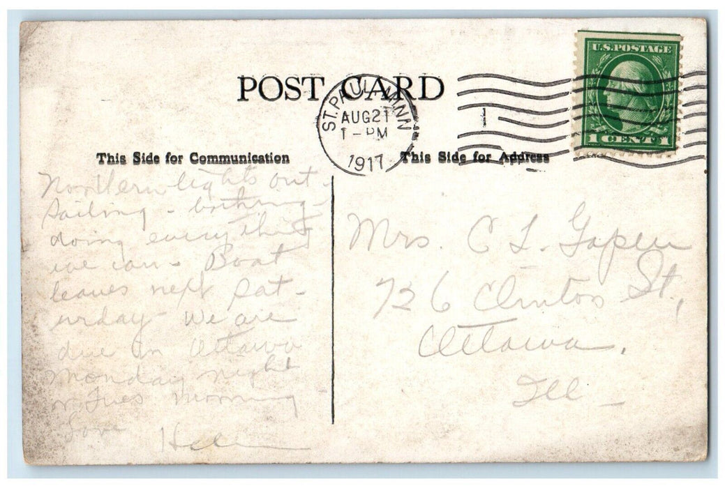 1917 East Shore Park White Bear Minnesota MN Fishermen Exaggerated Fish Postcard