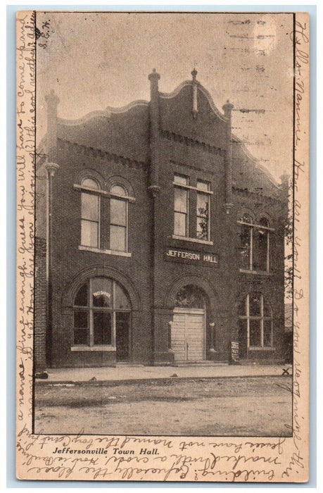 1907 Jeffersonville Town Hall Building Dirt Road Ohio OH Antique Postcard