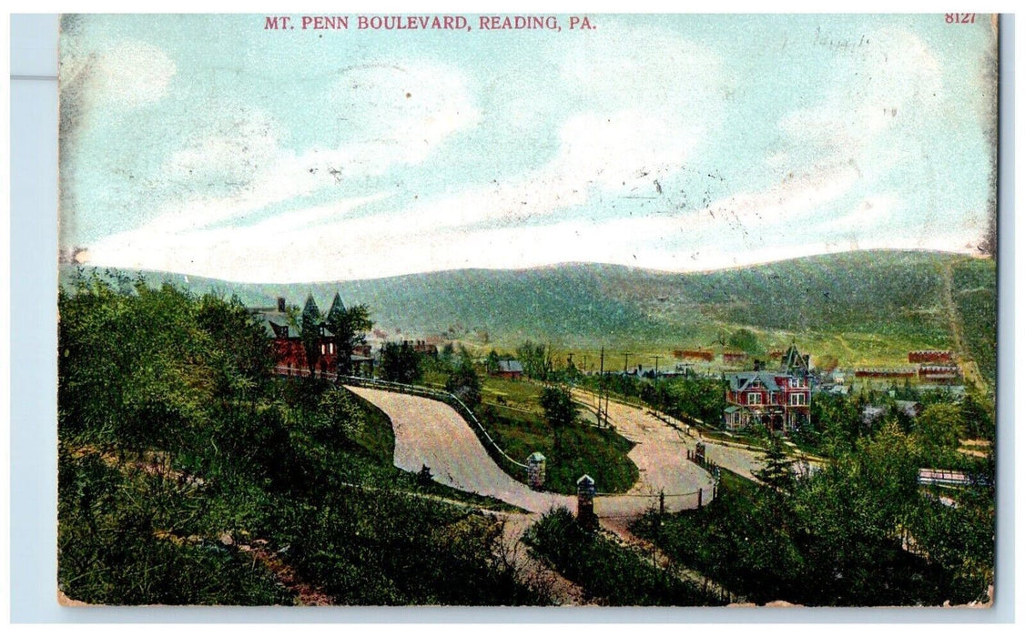 1907 View Of Mt. Penn Boulevard Reading Pennsylvania PA Posted Antique Postcard