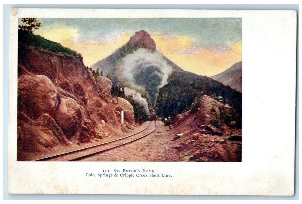 c1905 St. Peter's Dome Colo. Springs Cripple Short Line Railroad Train Postcard
