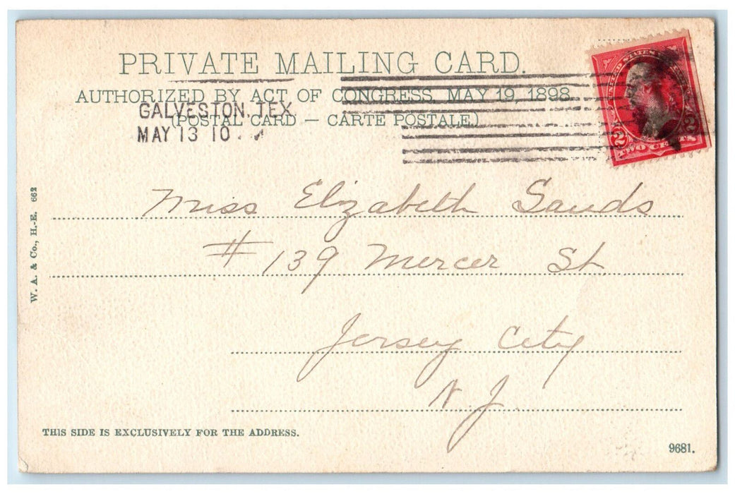 c1905 Greetings From Galveston Central Park And County Court House  TX Postcard