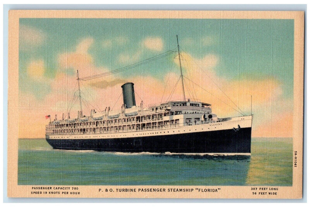 c1930's P & O Turbine Passenger Steamship Jacksonville Florida FL Postcard
