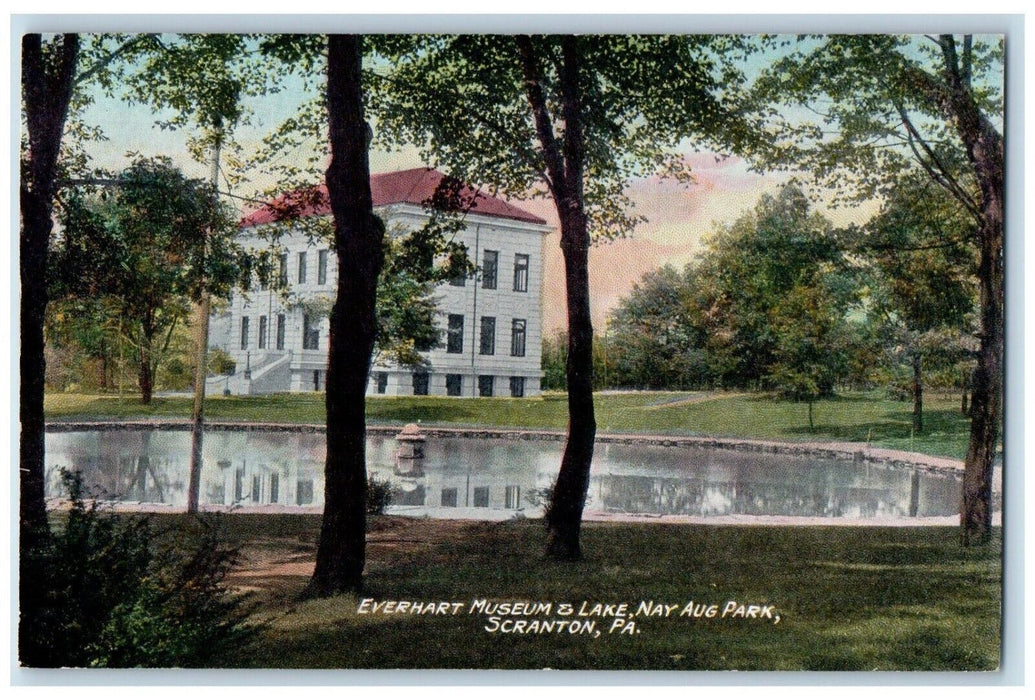 c1910's Everhart Museum & Lake Nay Aug Park Scranton Pennsylvania PA Postcard