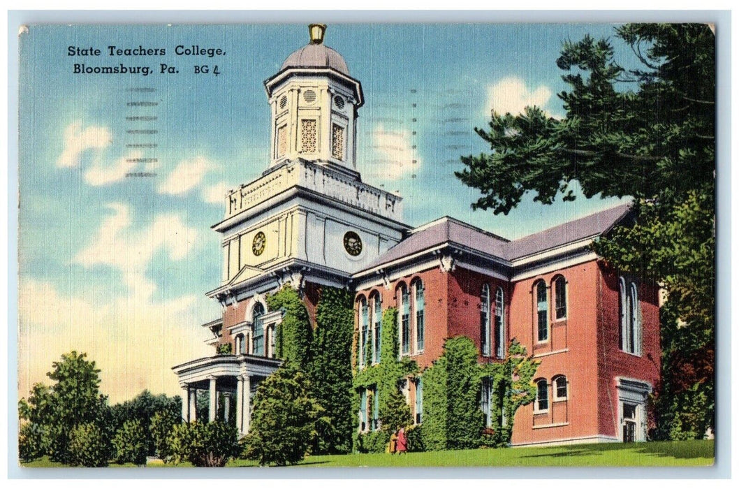 1967 State Teachers College Building Clock Tower Bloomsburg PA Vintage Postcard