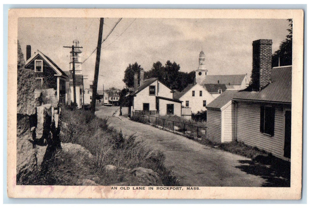 1934 View Of An Old Lane Rockport Massachusetts MA, Street House Scene Postcard