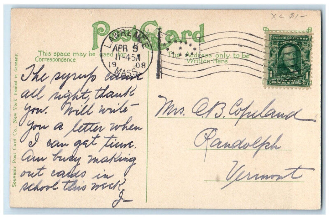 1908 Post Office Building Horse Wagon Lawrence Massachusetts MA Antique Postcard