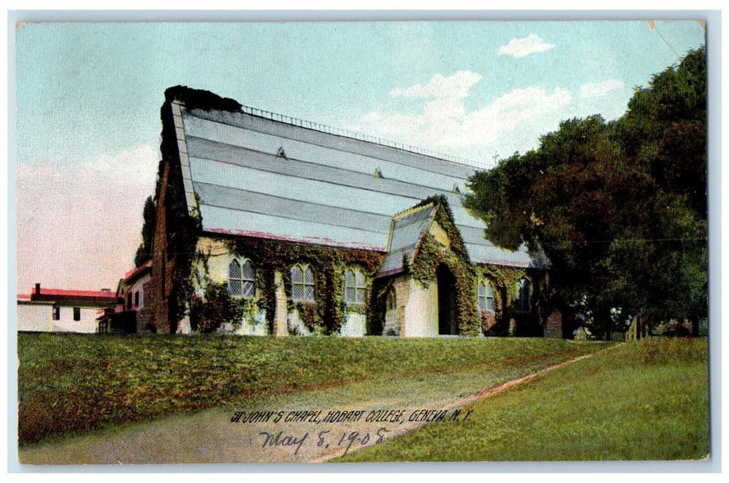 1908 St. John's Chapel Hobart College Exterior Building Geneva New York Postcard