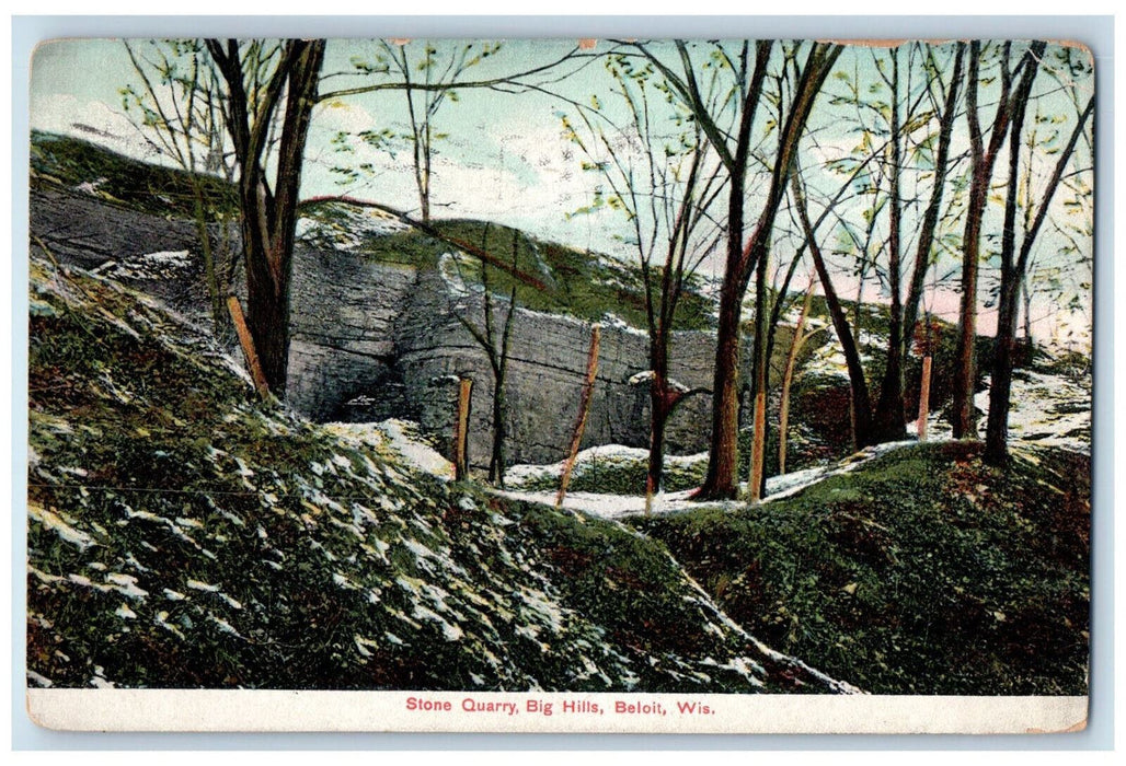 1907 View Of Stone Quarry Big Hills Beloit Wisconsin WI Vintage Posted Postcard