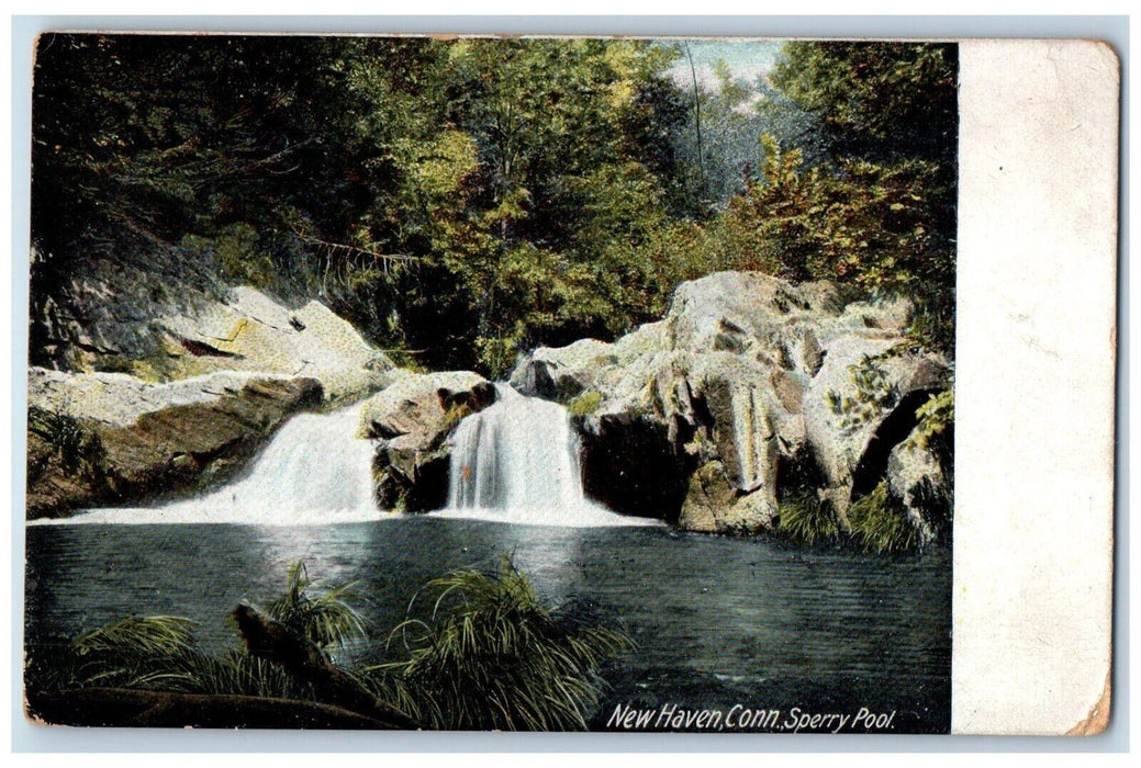 1909 View Of Sperry Pool Waterfalls New Haven Connecticut CT Antique Postcard