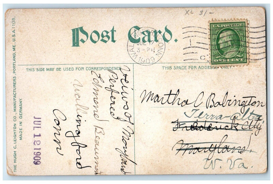 1909 View Of Sperry Pool Waterfalls New Haven Connecticut CT Antique Postcard