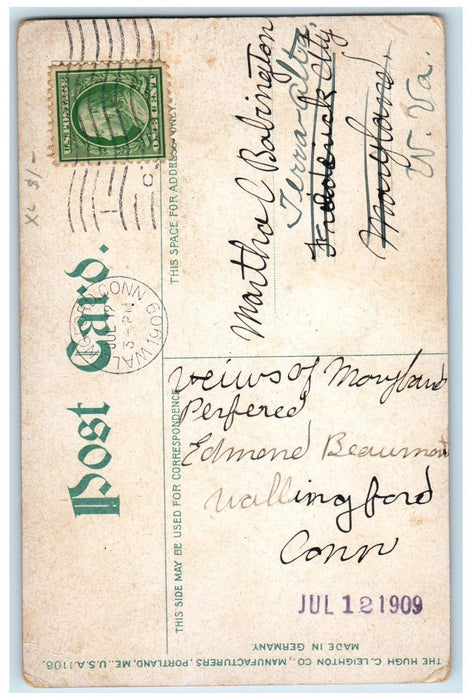 1909 View Of Sperry Pool Waterfalls New Haven Connecticut CT Antique Postcard