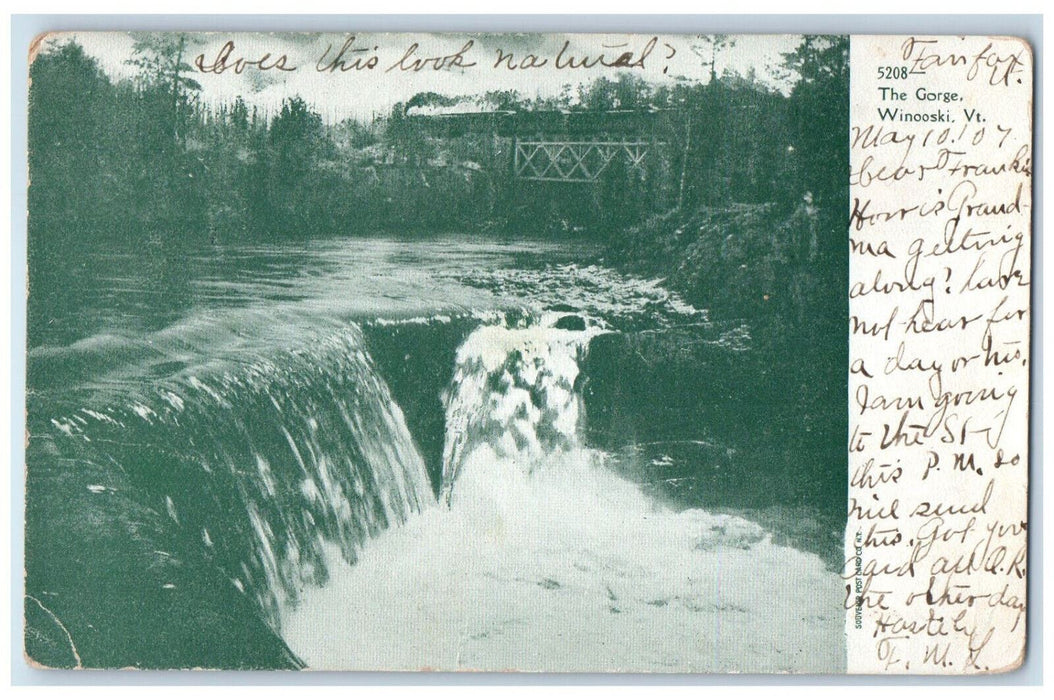 1907 Scenic View Of The Gorge Waterfall Winooski Vermont VT Antique Postcard