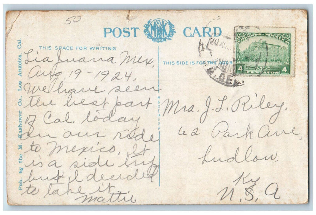Monument International Line Mexican Border San Deigo & Tia Juana Mexico Postcard