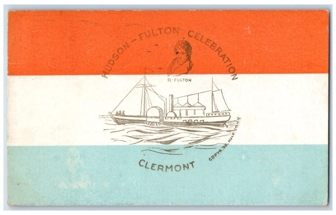 1909 Hudson Fulton Celebration Clermont Steamer R. Fulton New York NY Postcard