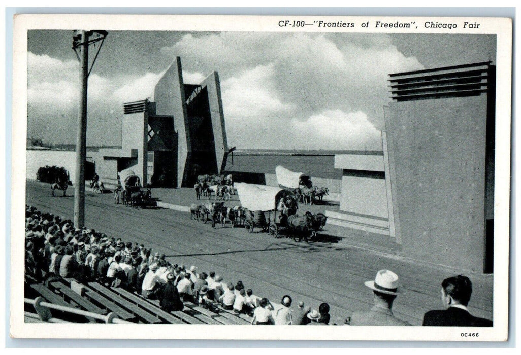 1933 Frontiers Of Freedom Chicago World's Fair Illinois IL, Horse Wagon Postcard