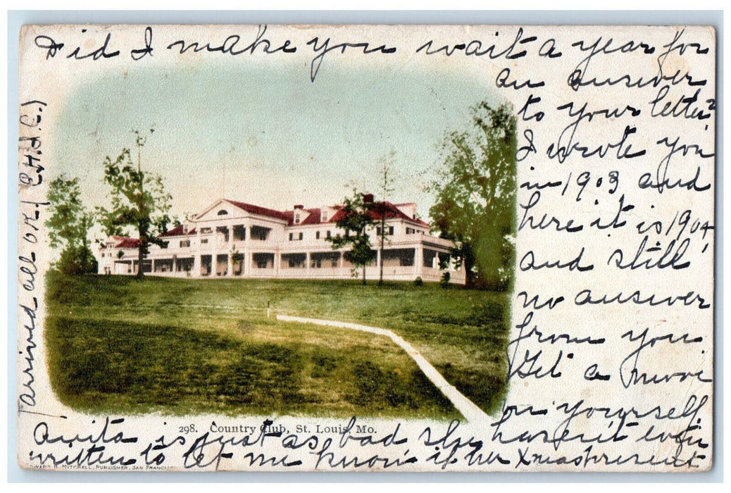 1904 View Of Country Club House  St. Louis Missouri MO, Indianapolis IN Postcard