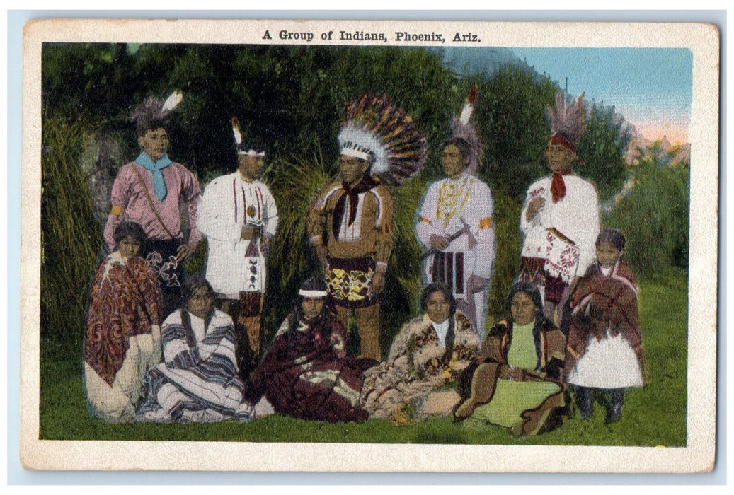 c1910's Group of Native American Indian's Phoenix Arizona AZ Unposted Postcard