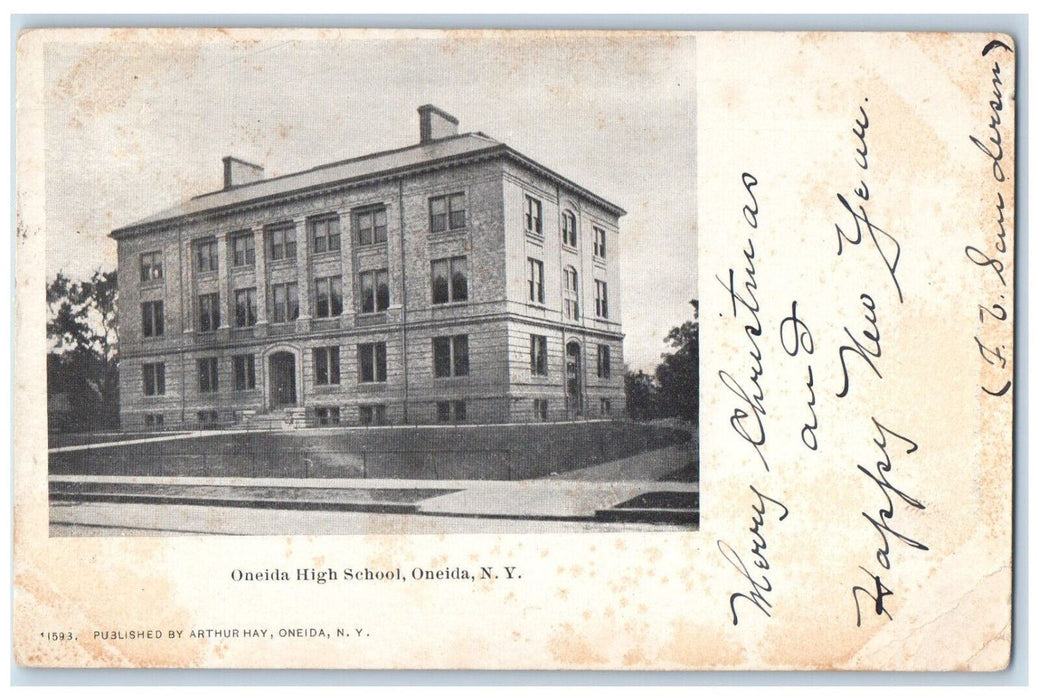 1904 Oneida  High School Building Exterior Scene Oneida New York NY Postcard