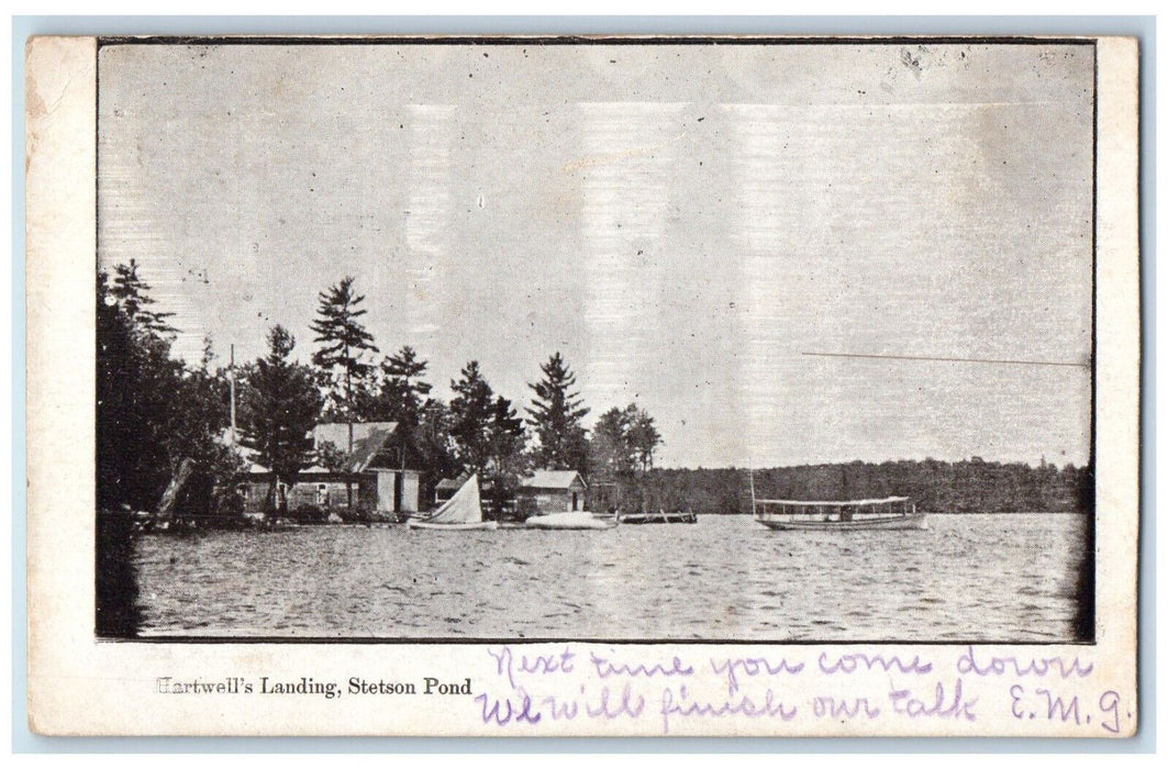 1906 View Of Hartwell's Landing Stetson Pond Levant Maine ME Antique Postcard
