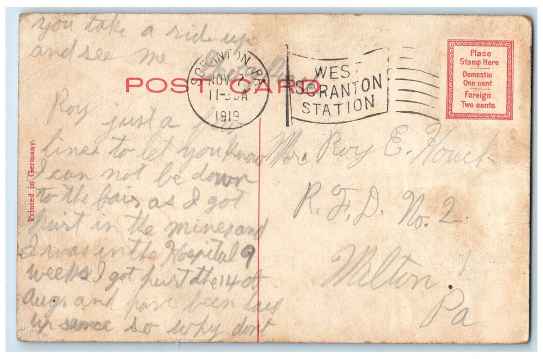 1919 Soldiers & Sailors Monument Statue Scranton Pennsylvania PA Postcard