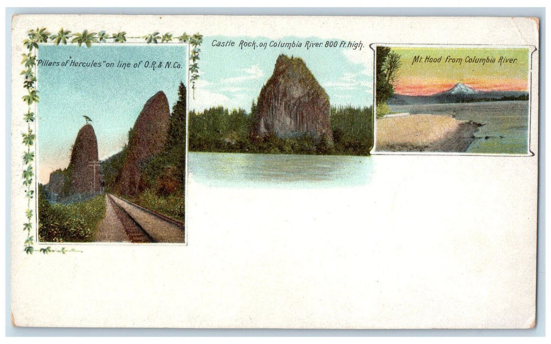 c1905 Castle Rock Mt. Hood Columbia River Oregon OR Multi View  Antique Postcard