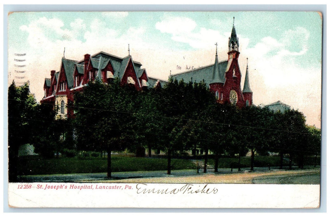 c1905 St. Joseph's Hospital Lancaster Pennsylvania PA, Tree-lined Scene Postcard