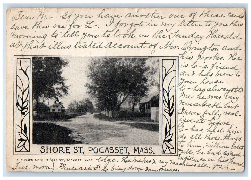 1905 View Of Shore Street Dirt Road Scene Pocasset Massachusetts MA Postcard