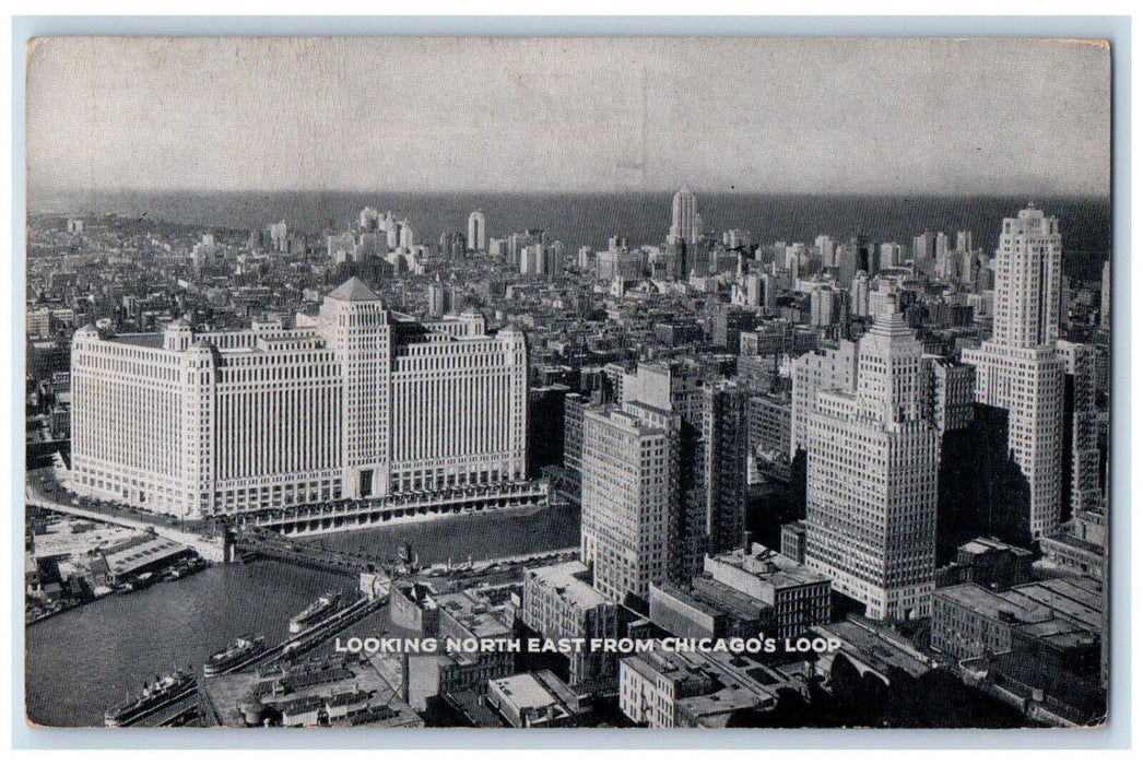 1934 Aerial View Looking North East From Chicago Illinois IL Vintage Postcard