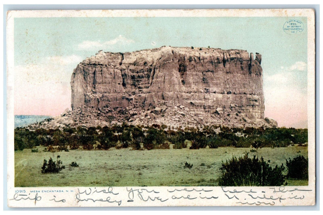1907 View Of Mesa Encantada Rock Mountains New Mexico NM, Binghamton NY Postcard