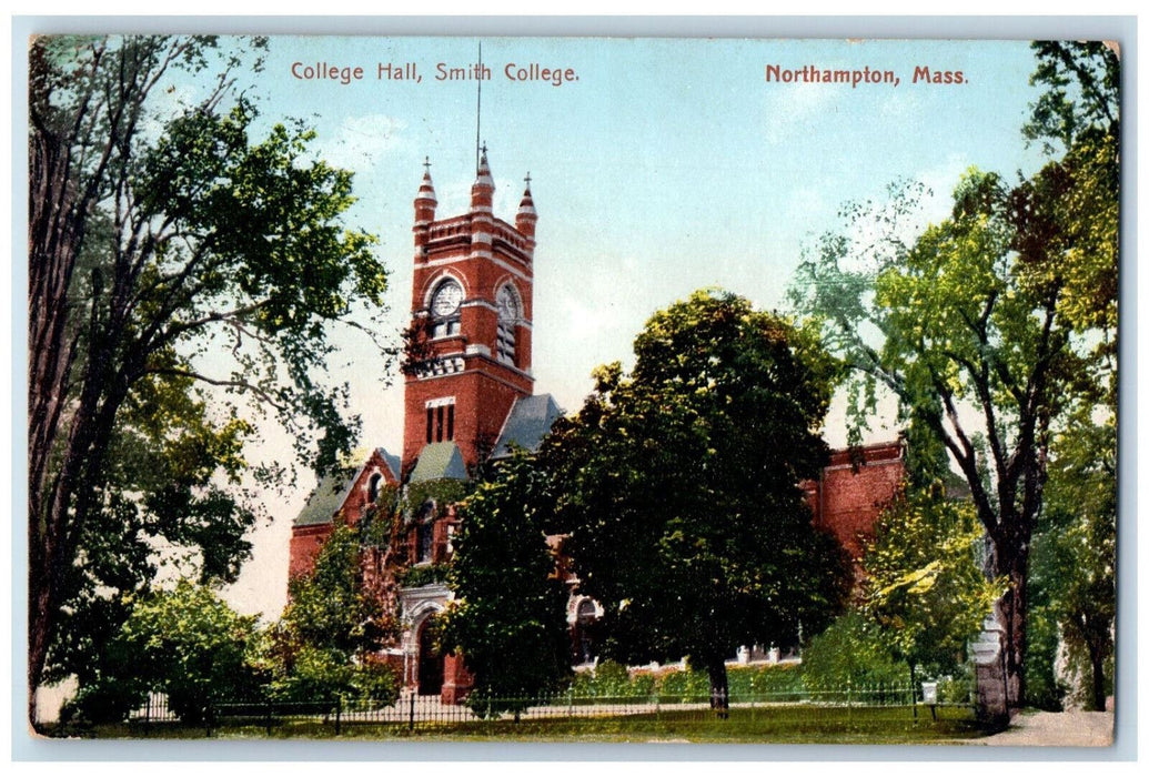 1909 College Hall Smith College Northampton MA Manchester CT Postcard