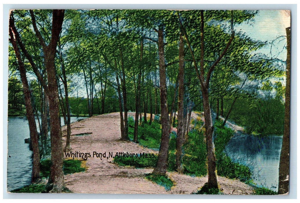 c1910 Scene at Whitings Pond N. Attleboro Massachusetts MA Antique Postcard