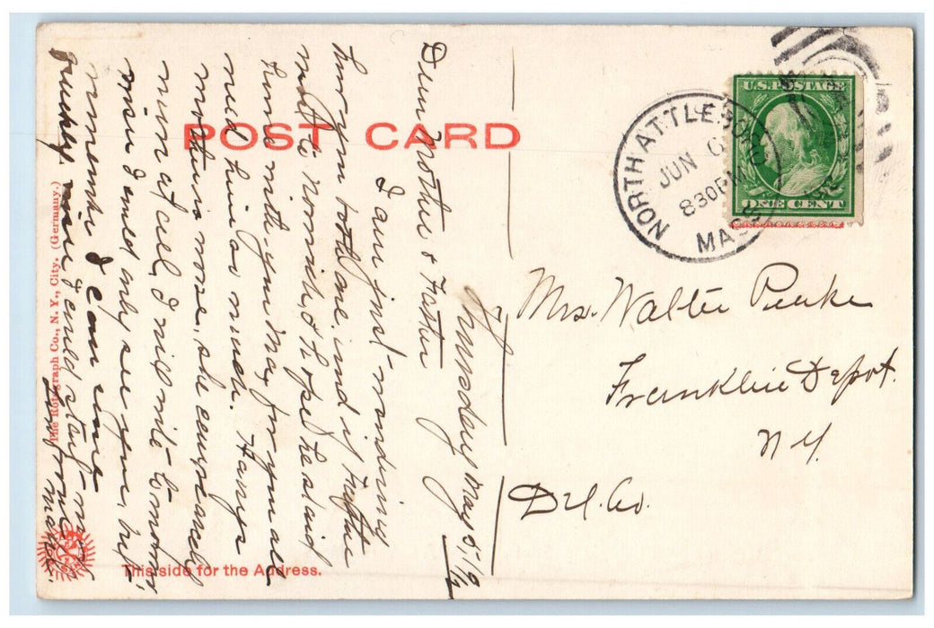 1911 Dentist Horse Carriage Washington Street North Attleboro MA Postcard