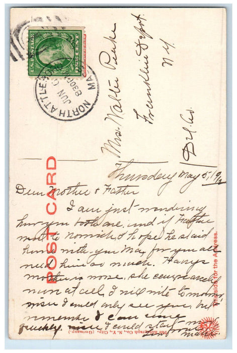 1911 Dentist Horse Carriage Washington Street North Attleboro MA Postcard