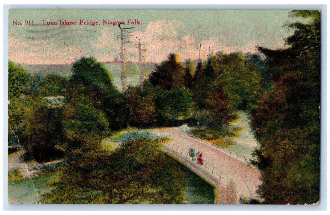 1909 Luna Island Bridge Niagara Falls New York NY Posted Antique Postcard